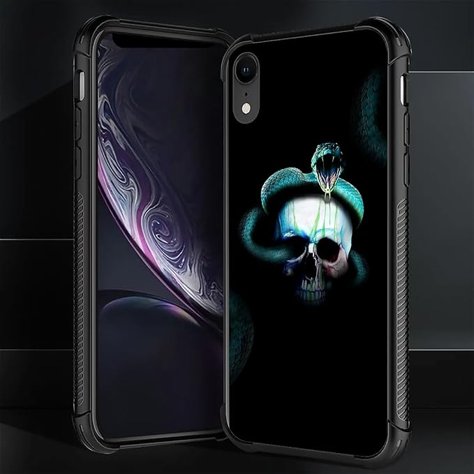for iPhone XR Case, Skeleton Winding Snake Pattern Graphic Design Girl Boy Soft - Image 2