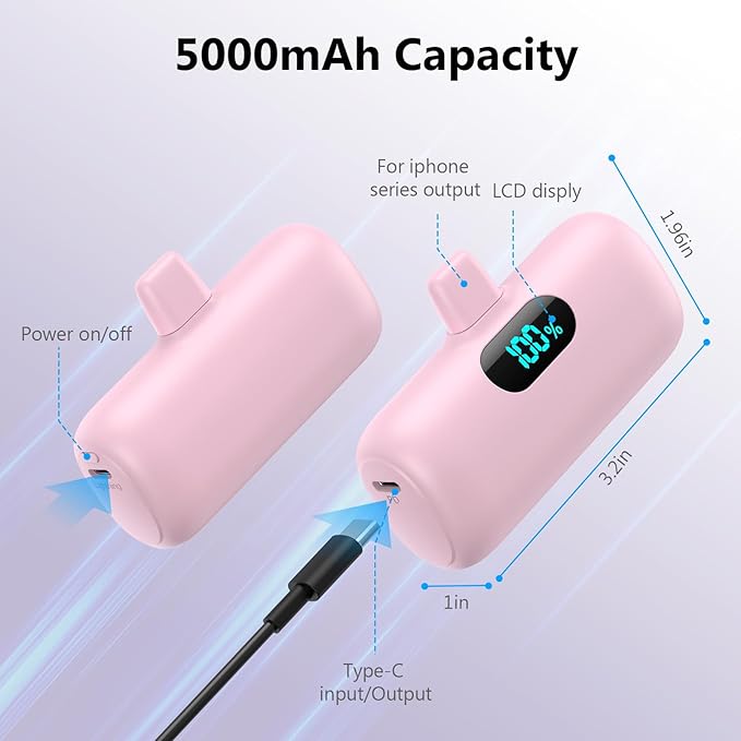 Mini Portable Charger for iPhone, Upgraded 5000mAh PD Fast Charging Battery Pack - Image 4