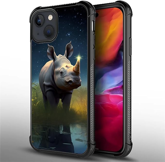 for iPhone 15 Plus Case, Rhino Water Marshes Pattern Made of Soft Silicone Hard - Image 7