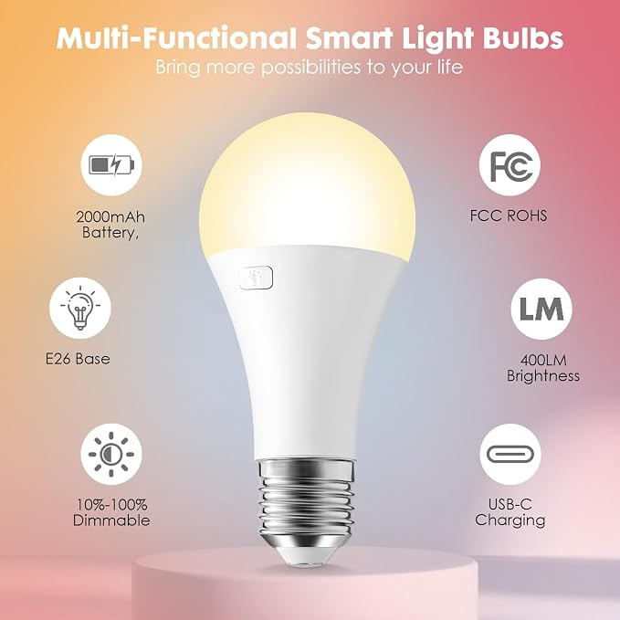 2Pack E26 Rechargeable Light Bulbs - Image 6