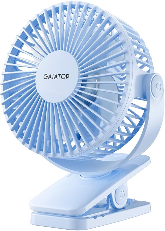 Gaiatop Portable Clip on Fan Battery Operated, Small Powerful 3 Speed Quiet by GAIATOP