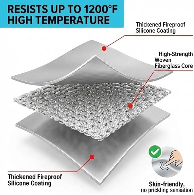 Emergency Fireproof Cloak with Hood – Silver Silicone Coated Fiberglass Fire - Image 4