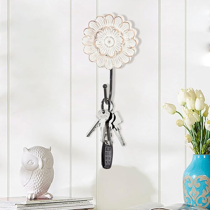 dwellington Distress Wood Flower Coat Hooks - Image 5