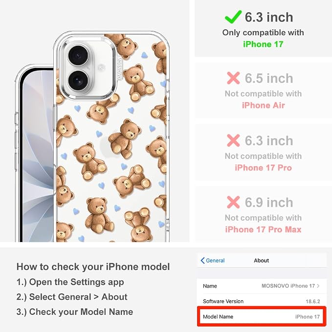 MOSNOVO for iPhone 17 Case, Shockproof Military-Grade Protection 6.6ft Drop - Image 2