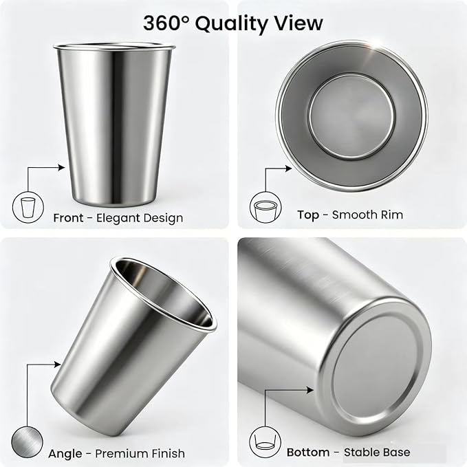 Stainless Steel Cups & Pint Tumblers Set of 8 - Image 5