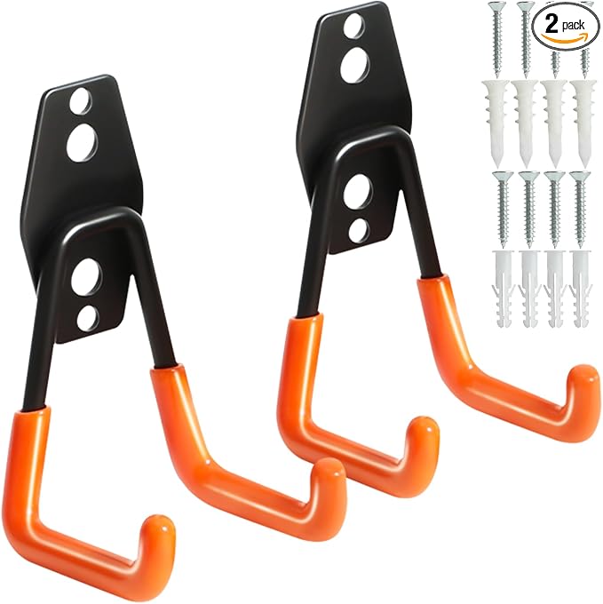 KURUI Heavy Duty Wall Hook for Hanging, 2 Pack Garage Tool Organizer Wall Mount by KURUI