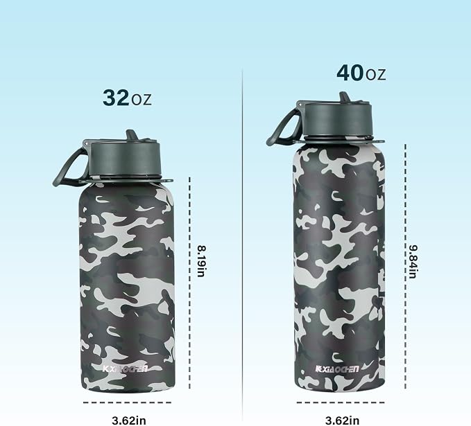 KXIAOCHEN Insulated Water Bottle, Stainless Steel Water Bottle, 2 Lids - Image 6