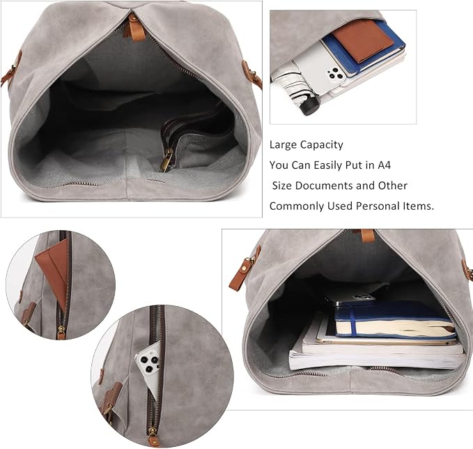 KL928 PU Leather Vintage Backpack – Large Casual Daypack Outdoor Travel - Image 4