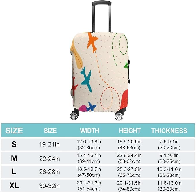 Colorful Airplane Stretch Luggage Cover, Washable Suitcase Protector Fits - Image 2