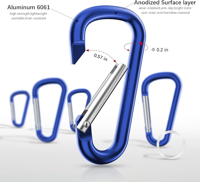 sprookber 2.28" Small Carabiner Clip Keychain, D Ring Caribeaner Clip, Key Clip - Image 3