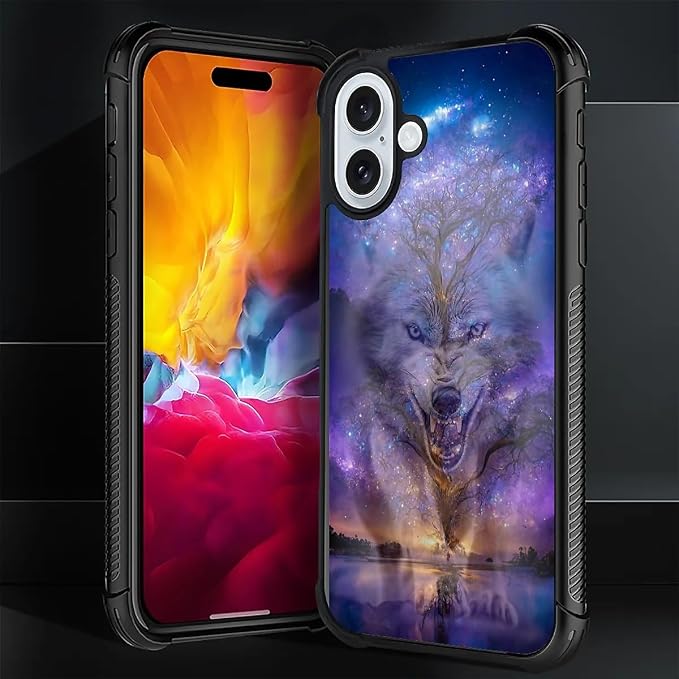 for iPhone 16 Case, Wolves in The Woods Pattern Graphic Design Girl Boy Soft - Image 2
