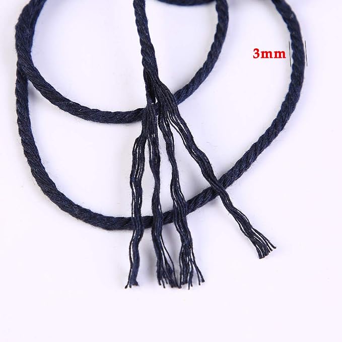 Dark Blue Cotton Macrame Cord, 3mm x 109Yards, Crafts & Decorative Projects - Image 3