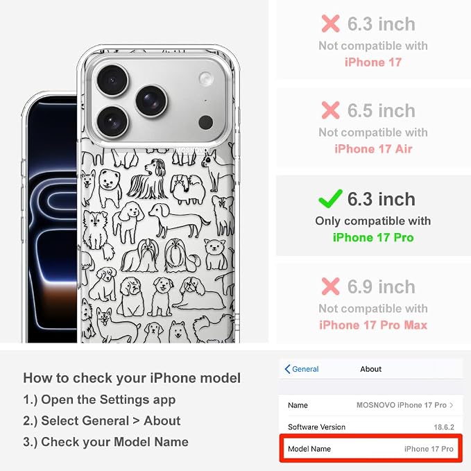 MOSNOVO for iPhone 17 Pro Case | Military Grade 6.6ft Drop Tested | Camera - Image 2