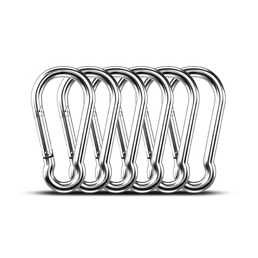Large Carabiner Clip Hooks, 304 Stainless Steel Spring Snap Hook Fits Camping by KINLINK