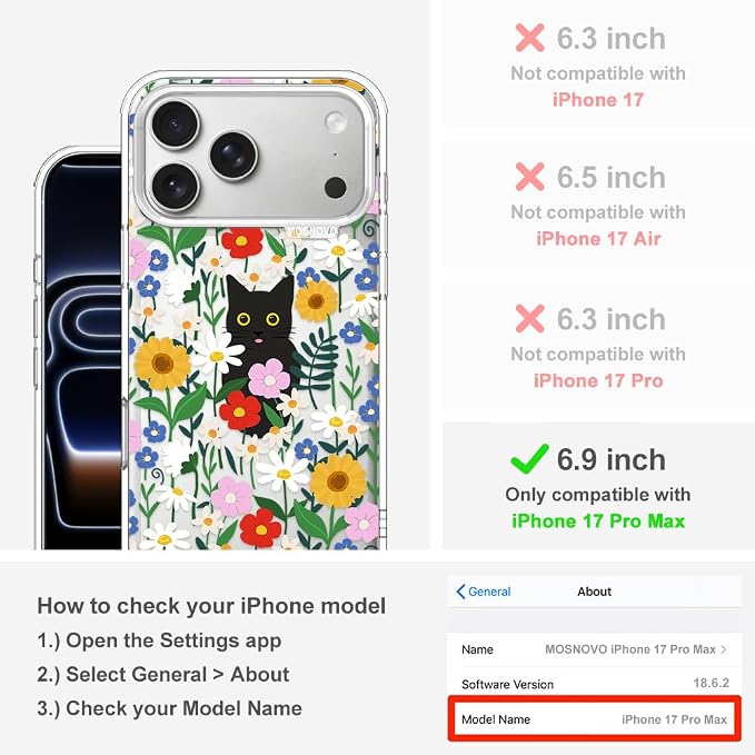MOSNOVO for iPhone 17 Pro Max Case | Military Grade 6.6ft Drop Tested | Camera - Image 2