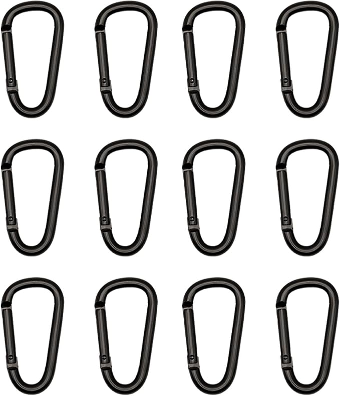 Black Carabiner Clip, Includes Mini 2 Inch Carbineers, Small 2.3" D Ring Clip by Unknown