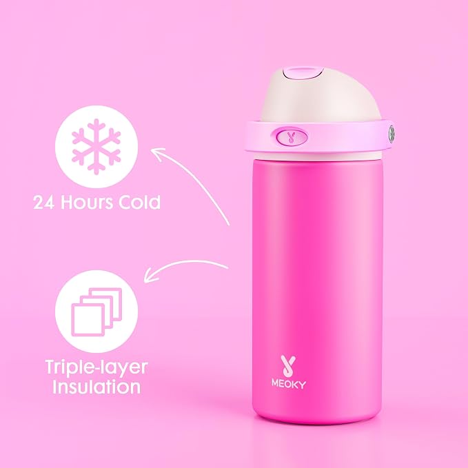 18 oz Kids Water Bottle for School: Meoky 18 oz Stainless Steel Insulated Water - Image 3
