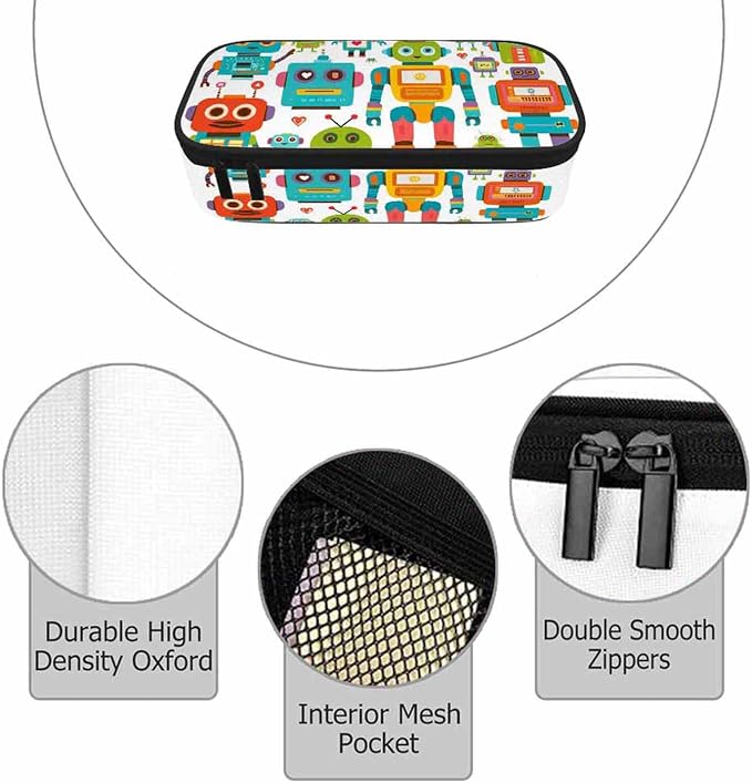 Retro Robots Pencil Case Mecha Deformation Cartoon Game Pencil Bag Pouch Box - Image 3