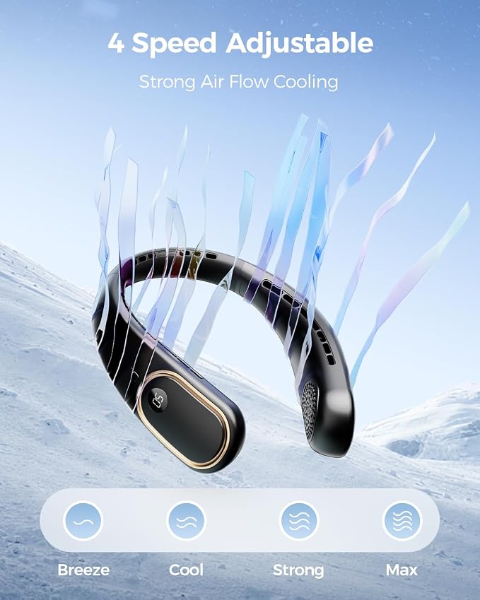 SHEWIND Portable Neck Fan - 5000mAh Rechargeable Hands-Free Wearable Fan | 4 - Image 4