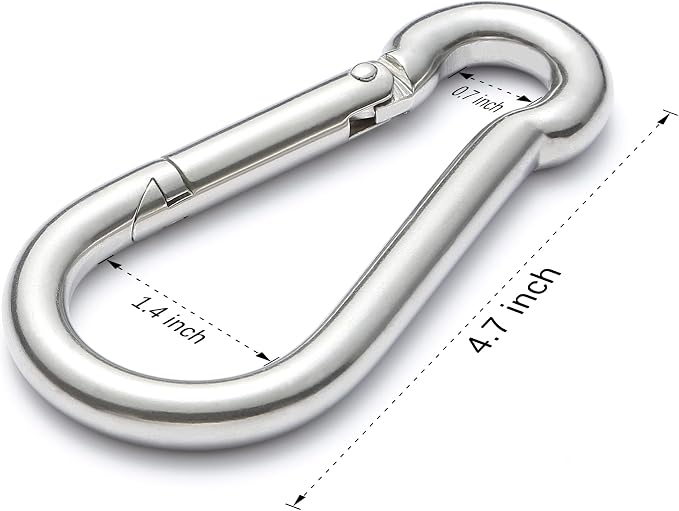 sprookber 316 Stainless Steel Carabiner Clip, Marine Grade Heavy Duty Spring - Image 2
