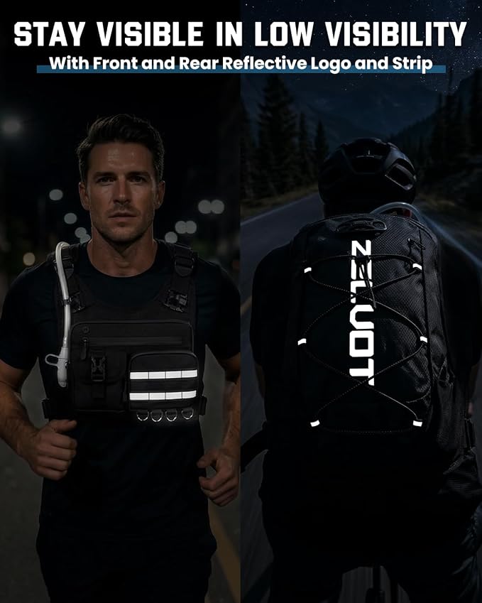 Zelvot Running Vest with 2L Water Bladder, 12L Hydration Backpack with Gear - Image 4