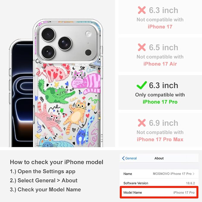 MOSNOVO for iPhone 17 Pro Case, Shockproof Military-Grade Protection 6.6ft Drop - Image 2