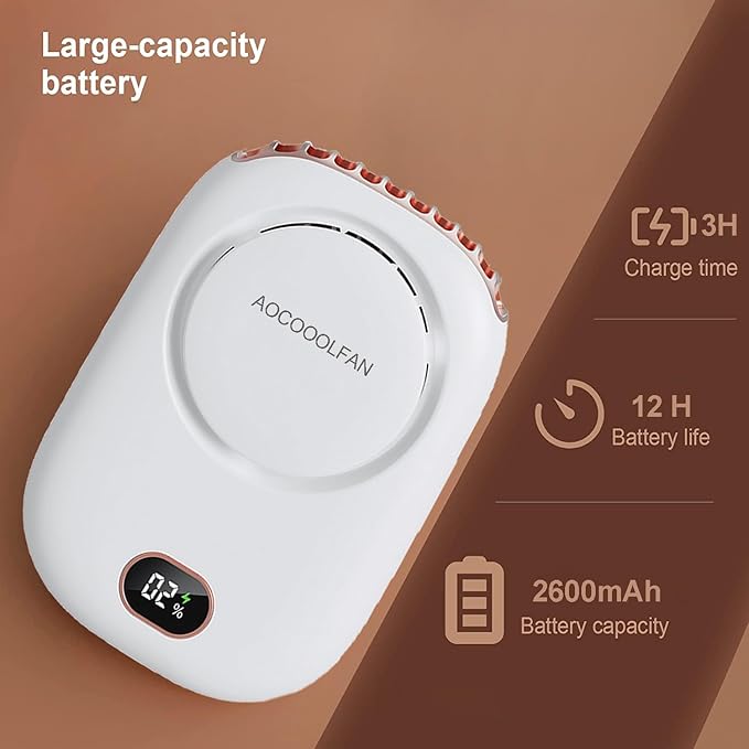AOCOOLFAN Portable Neck Fan, Mini Small Personal Handheld Fan USB Rechargeable - Image 3