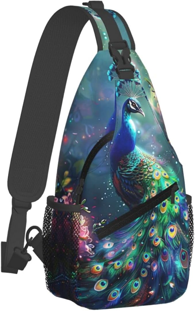 Peacock Sling Bag For Women Men Fashion Backpack Crossbody Beautiful Peacock - Image 2