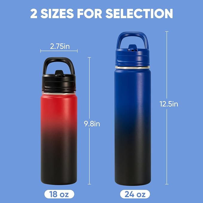 Fijinhom 2 Pack 18oz Insulated Stainless Steel Water Bottle - Image 2