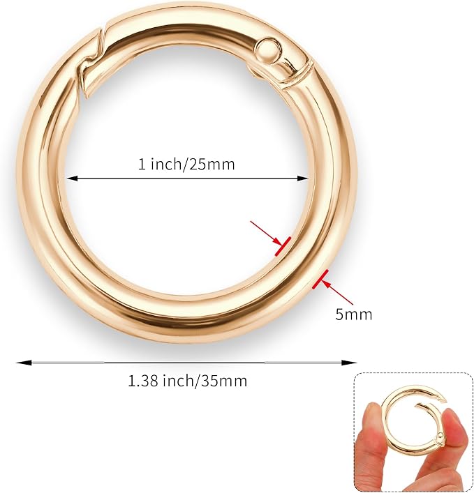 Gkeygo Key Ring Clip, 1 Inch Keychain Rings, 8 Pack Round Carabiner Clip - Image 5