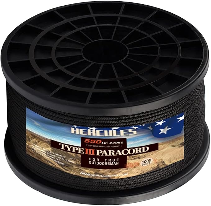 HERCULES Type III Paracord 550 Paracord Rope Parachute Cord, Survival Cord by HERCULES
