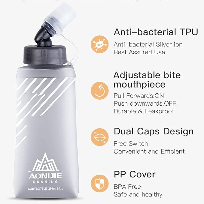 AONIJIE TPU Soft Flask Water Bottle Collapsible Running Flask - Image 4
