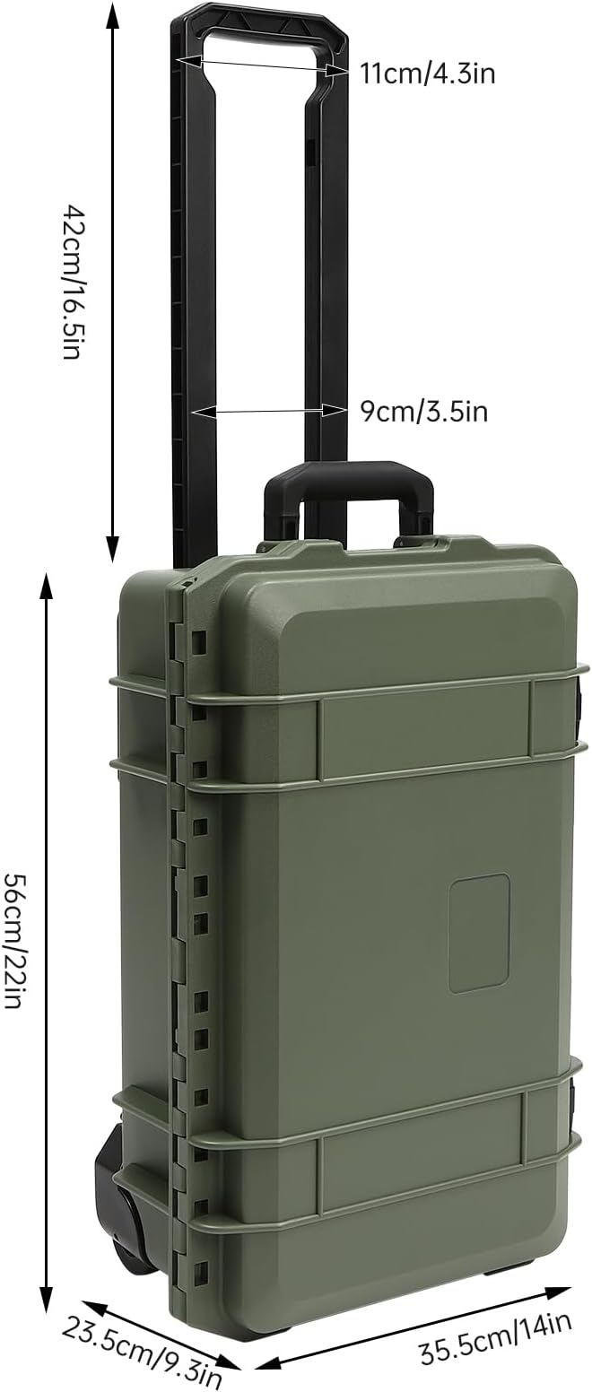22" Weatherproof Hard Case Rolling Waterproof Case Dry Box - Image 2