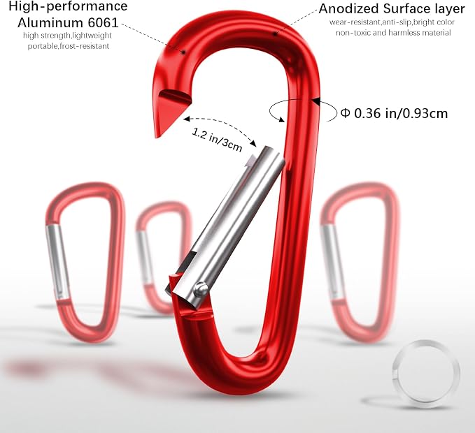sprookber 4" & 5" Extra Large Aluminum Carabiner D Ring, Caribeener Clips - Image 4