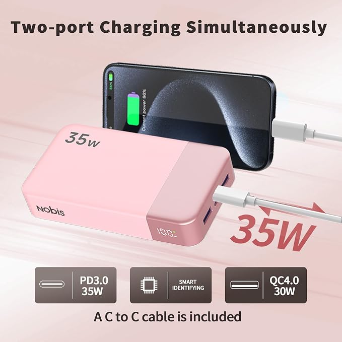 NOBIS Portable Charger, 20000mAh Power Bank, 35W Power Bank Fast Charging - Image 3