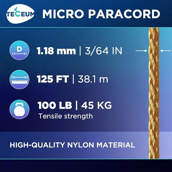 TECEUM Micro Paracord – 1.18 mm X 125 ft – Micro Utility Cord – Thin Braided - Image 2