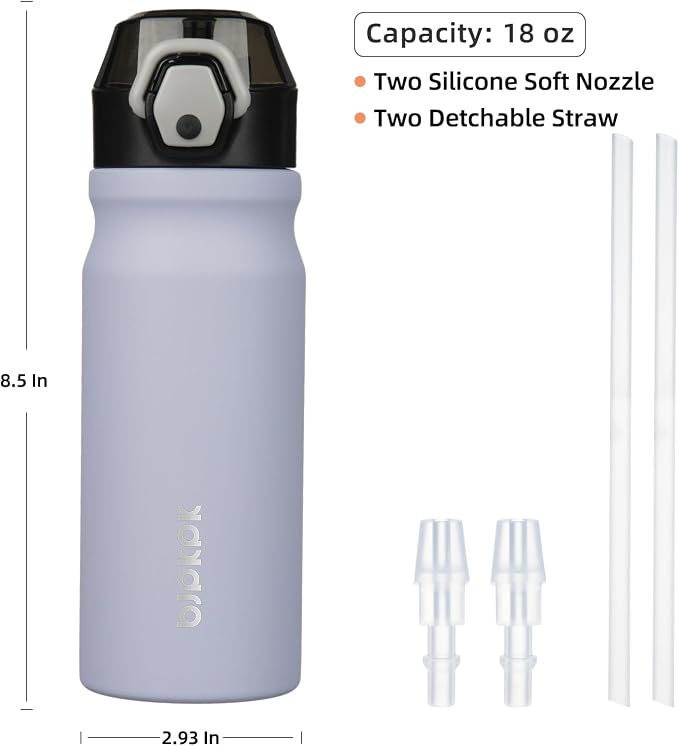 BJPKPK Water Bottle with Straw 18oz Insulated Water Bottles Reusable Stainless - Image 4