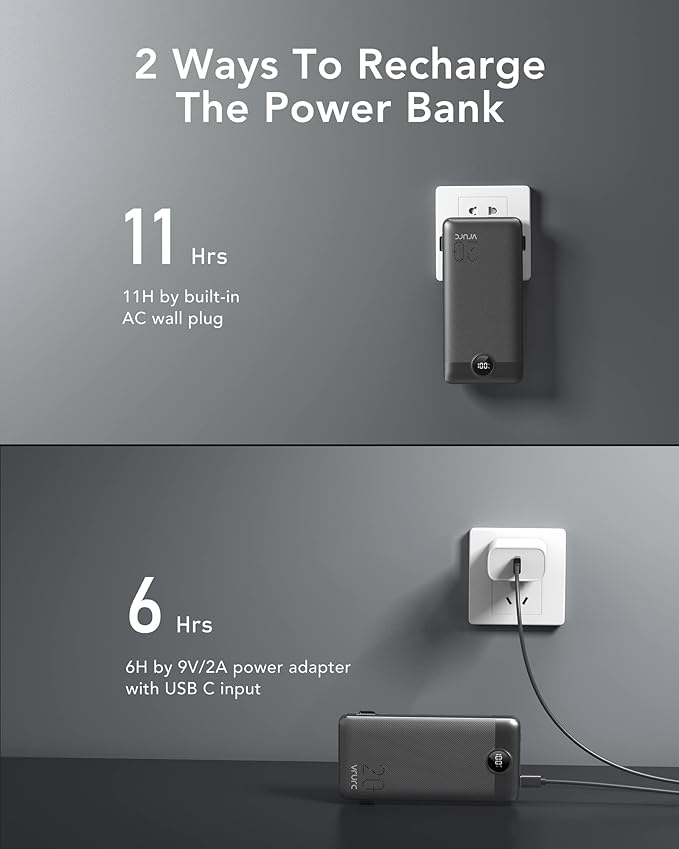 VRURC Portable Charger 20000mAh, Fast Charging Power Bank USB C, 4 Output 2 - Image 4