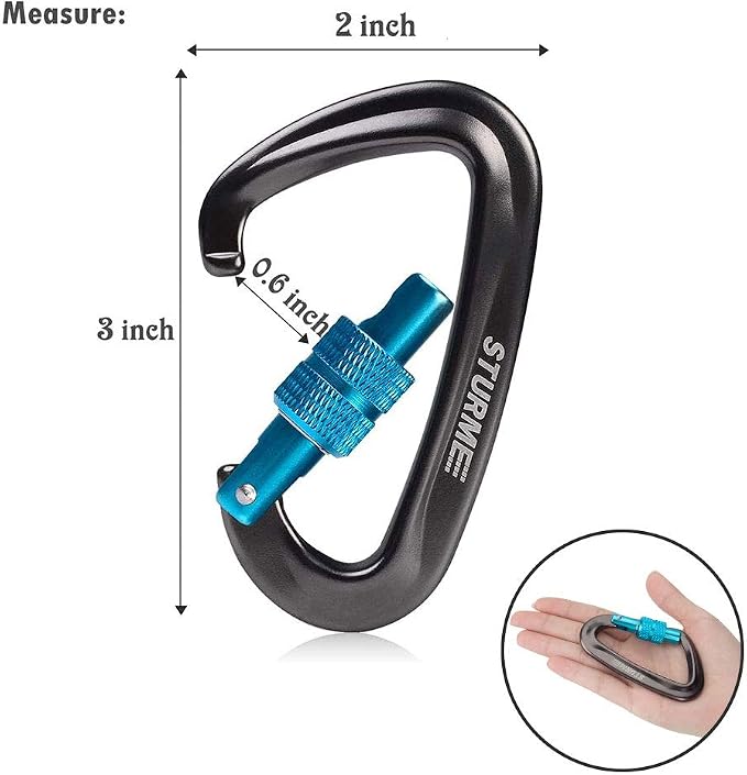 STURME 12kN Heavy Duty Locking Carabiner Clips - Image 2