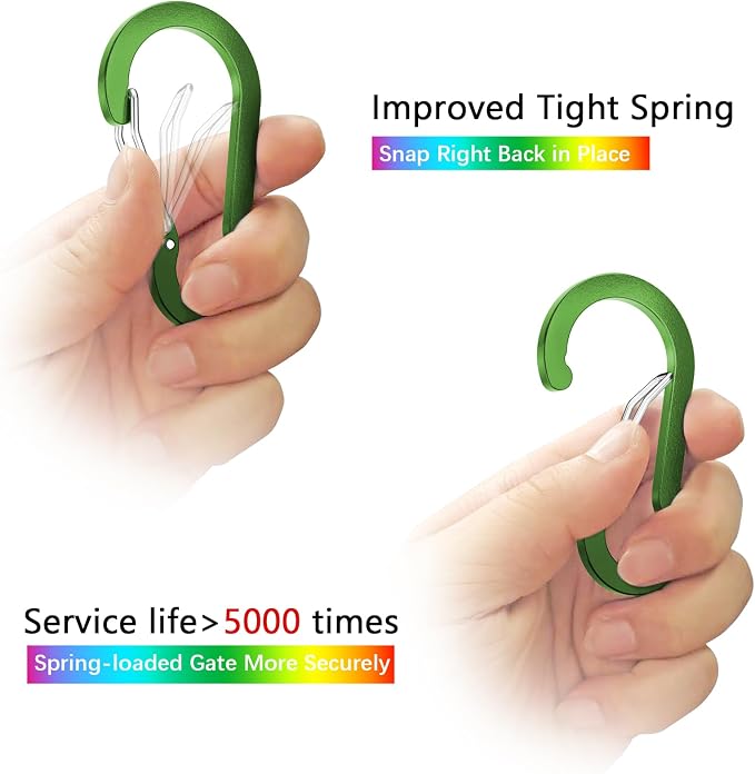 sprookber 2" Small Carabiner Clip, D Ring Caribeener, Spring Snap Hook - Image 3