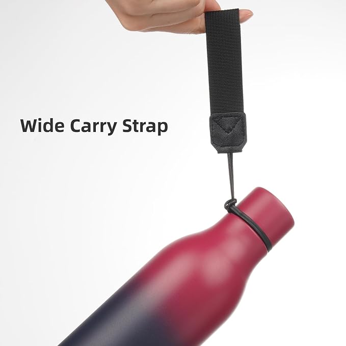 Insulated Water Bottle with Strap, 18 oz Double Wall Stainless Steel Vacuum - Image 4