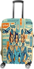 Flight Attendants Travel Vintage Style Retro Stretch Luggage Cover, Washable by Unknown