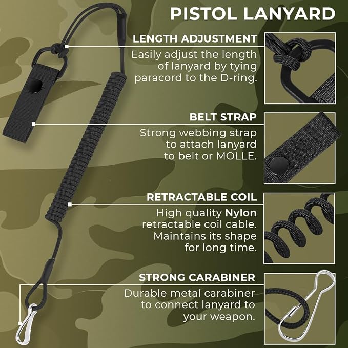 TECEUM Tactical Pistol Lanyard – 3+ Colors – Equipment Accessories - Image 2