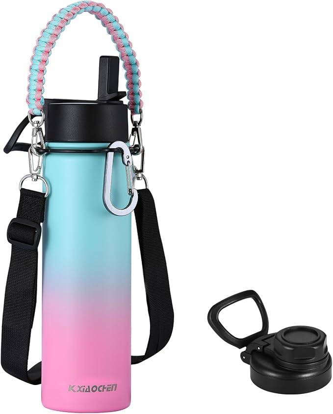 KXIAOCHEN Insulated Water Bottle, Stainless Steel Water Bottle, 2 Lids by KXIAOCHEN