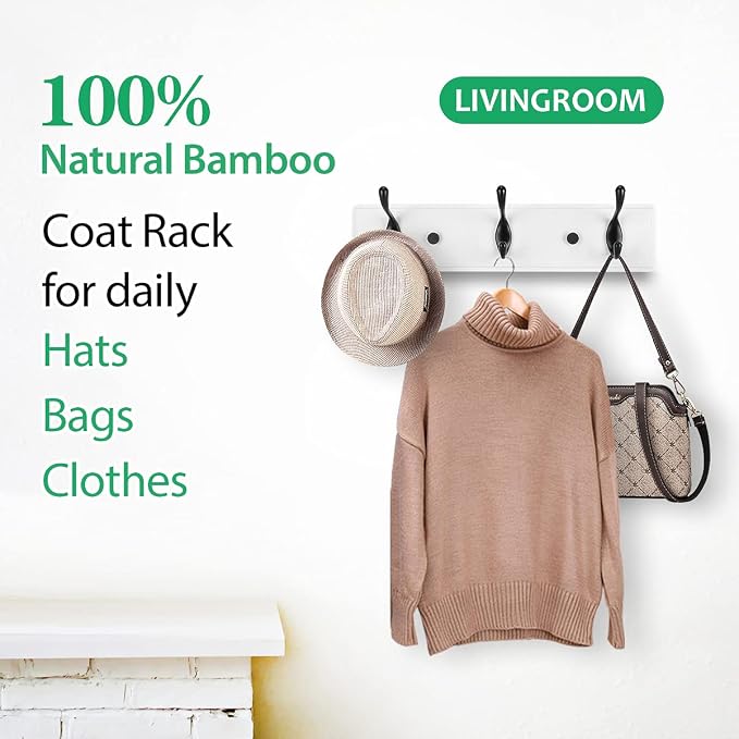 Badiano Wooden Coat Rack, Wall-Mounted Organizer - Image 8