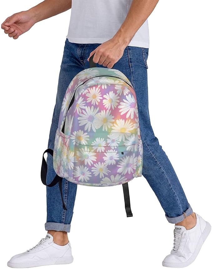 cfpolar 17 Inch Backpack Cute Daisy Flower Laptop Bag Shoulder Bag School - Image 8