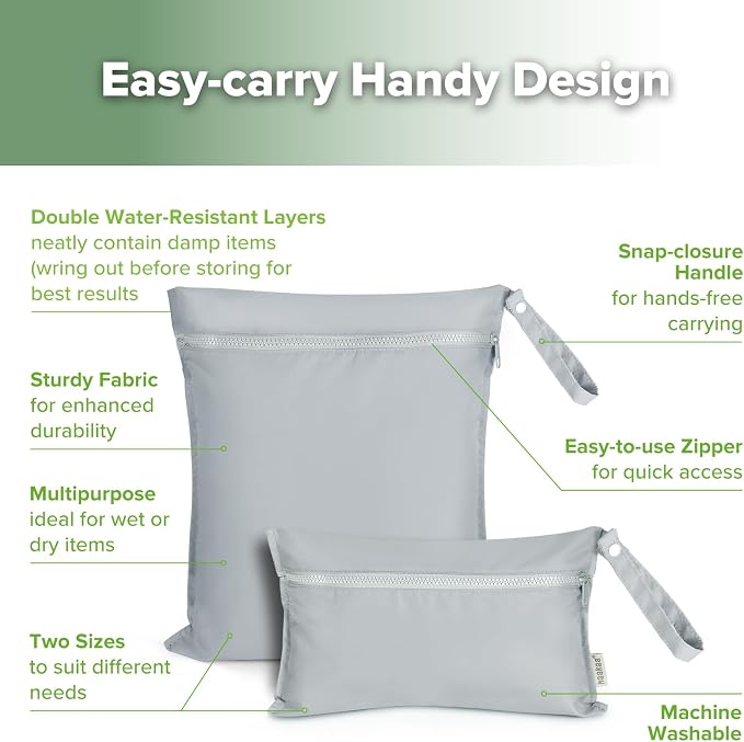 haakaa Waterproof Wet Bags for Baby Wet Dry Bags for Cloth Diaper, Swimsuit & - Image 4