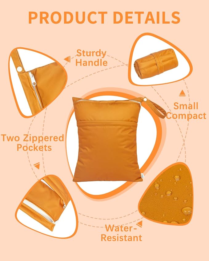 babygoal Wet Dry Bags 3 Pack for Baby Cloth Diapers, Washable Travel Bags - Image 2