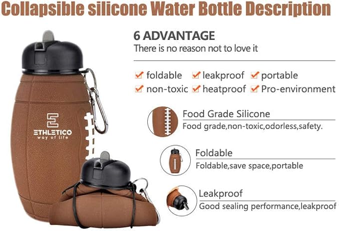Clip-On Collapsible BPA-Free Silicone American Football Water Bottle - Image 7