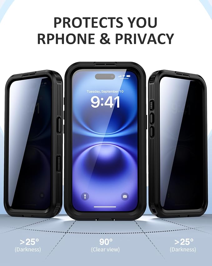 Lanhiem Magnetic for iPhone 16 Waterproof Case, Built-in Privacy Screen - Image 2